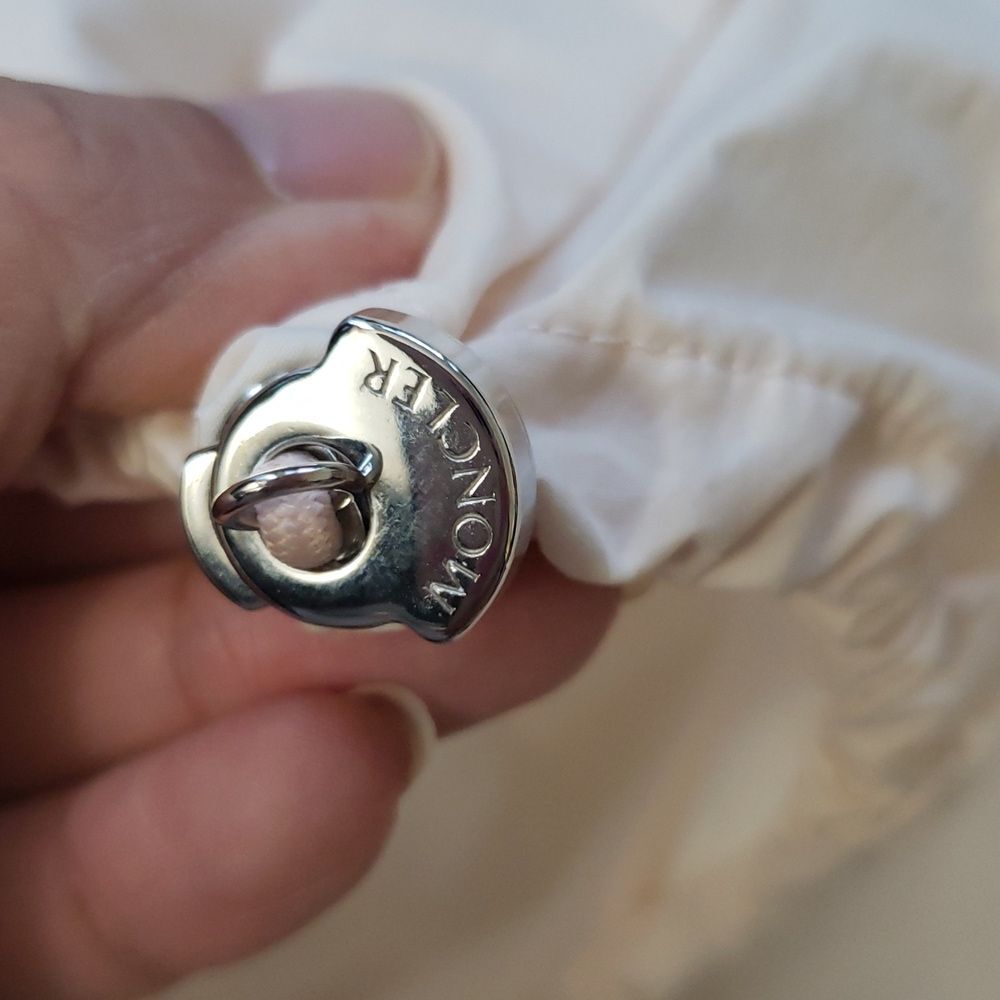 Moncler Twotone Cream Cotton Puff Sleeve Dress Size Medium NEW Retro Y2K Preppy - Picture 11 of 11